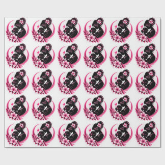 Papier Cadeau Fleurs roses élégantes Maternité Amour Femmes
