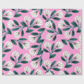 Papier Cadeau Fleurs roses et blanches (Plat)