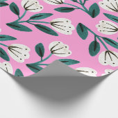 Papier Cadeau Fleurs roses et blanches (Coin)