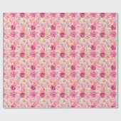 Papier Cadeau Fleurs roses et blanches pour son anniversaire de  (Plat)