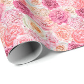 Papier Cadeau Fleurs roses et blanches pour son anniversaire de  (Coin rond)