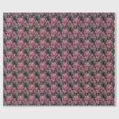 Papier Cadeau Fleurs roses et grises (Plat)