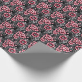 Papier Cadeau Fleurs roses et grises (Coin)