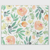 Papier Cadeau Fleurs roses et jaunes Aquarelles Patter sans cout (Plat)