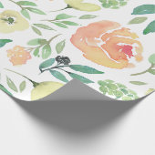 Papier Cadeau Fleurs roses et jaunes Aquarelles Patter sans cout (Coin)