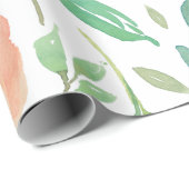 Papier Cadeau Fleurs roses et jaunes Aquarelles Patter sans cout (Coin rond)