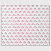 Papier Cadeau Fleurs roses et Motif de verdure (Plat)