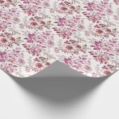 Papier Cadeau fleurs roses et rouge foncé (Coin)