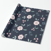 Papier Cadeau Fleurs roses mignonnes sur design arrière - plan m (Déroulé)