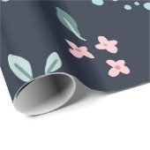 Papier Cadeau Fleurs roses mignonnes sur design arrière - plan m (Coin rond)