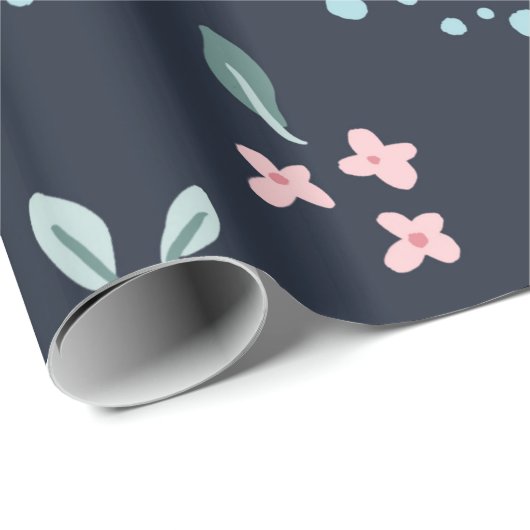 Papier Cadeau Fleurs roses mignonnes sur design arrière - plan m (Coin rond)