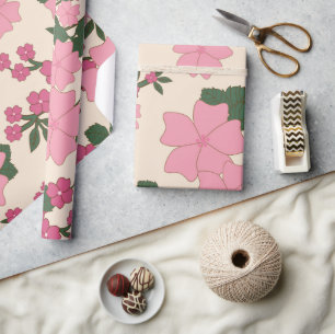 Papier Cadeau Fleurs Roses, Motif Floral, Motif De Fleurs