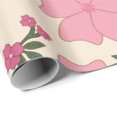Papier Cadeau Fleurs Roses, Motif Floral, Motif De Fleurs (Coin rond)