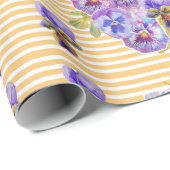 Papier Cadeau Fleurs roses Pansy art floral Aquarelle (Coin rond)