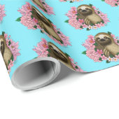 Papier Cadeau Fleurs roses parentes (Coin rond)