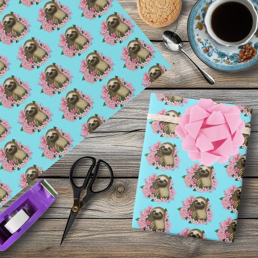 Papier Cadeau Fleurs roses parentes