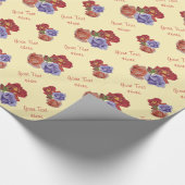 Papier Cadeau fleurs roses rouges et bourgeons roses fleurs flor (Coin)