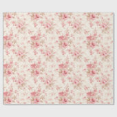 Papier Cadeau Fleurs roses tendres (Plat)