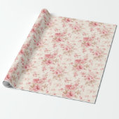 Papier Cadeau Fleurs roses tendres (Déroulé)
