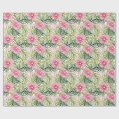 Papier Cadeau Fleurs roses tropicales (Plat)