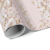 Papier Cadeau Fleurs Roses Vintage (Coin rond)