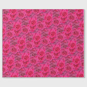 Papier Cadeau Fleurs Roses vives Fleur Motif sans couture rose f (Plat)