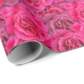 Papier Cadeau Fleurs Roses vives Fleur Motif sans couture rose f (Coin rond)