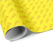 Papier Cadeau Fleurs Rouge Clair et Jaune (Coin rond)