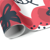 Papier Cadeau Fleurs rouges Abstraites dessinées à la main sans (Coin rond)