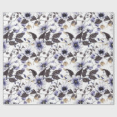 Papier Cadeau Fleurs rouges bleu clair continu motif (Plat)