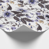 Papier Cadeau Fleurs rouges bleu clair continu motif (Coin)