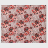Papier Cadeau Fleurs rouges, bordeaux. (Plat)