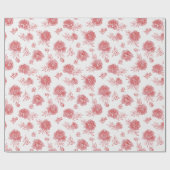 Papier Cadeau Fleurs Rouges Chic Mariage (Plat)