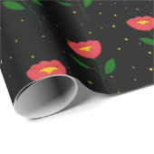Papier Cadeau Fleurs rouges Coquelicots (Coin rond)