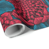 Papier Cadeau Fleurs rouges de waratah (Coin rond)