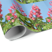 Papier Cadeau Fleurs rouges du costume de bébé de saumon rouge (Coin rond)