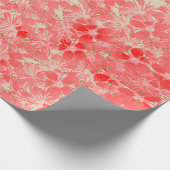 Papier Cadeau Fleurs rouges en pastel de fleur sur la crème (Coin)