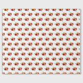 Papier Cadeau Fleurs rouges et Motif vert (Plat)