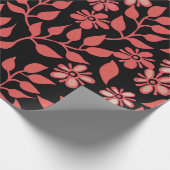 Papier Cadeau Fleurs rouges et roses mignonnes sur cadeau Arrièr (Coin)