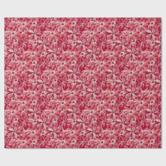 Papier Cadeau Fleurs rouges modernes aquarelle motif floral (Plat)