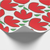 Papier Cadeau Fleurs Rouges Motif Floral   (Coin)