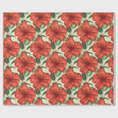 Papier Cadeau Fleurs rouges motifs à fleurs tropicales (Plat)