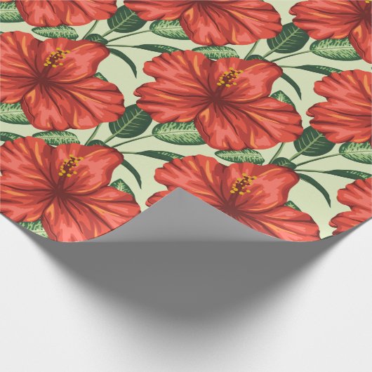 Papier Cadeau Fleurs rouges motifs à fleurs tropicales (Coin)