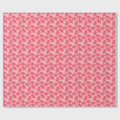 Papier Cadeau Fleurs rouges sur blanc. (Plat)