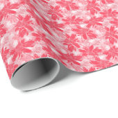 Papier Cadeau Fleurs rouges sur blanc. (Coin rond)