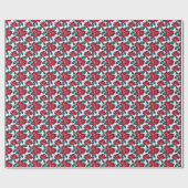 Papier Cadeau Fleurs rouges sur blanc. (Plat)
