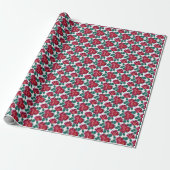 Papier Cadeau Fleurs rouges sur blanc. (Déroulé)