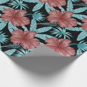 Papier Cadeau Fleurs rouges tropicales sans coutures motif et fe (Coin)