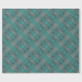 Papier Cadeau Fleurs rustiques, Abstrait motif Floral Gris Turqu (Plat)