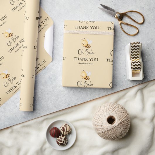 Papier Cadeau Fleurs Rustiques Oh Bébé Abeille Fête de Naissance (Artisanat)
